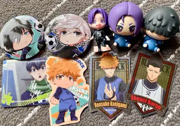 블루 록 앉은 자세 피규어 미카게 레오 니코 이치히라 카드 스티커 배치