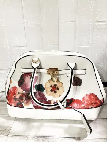 꽃무늬 프린트 화이트 핸드백