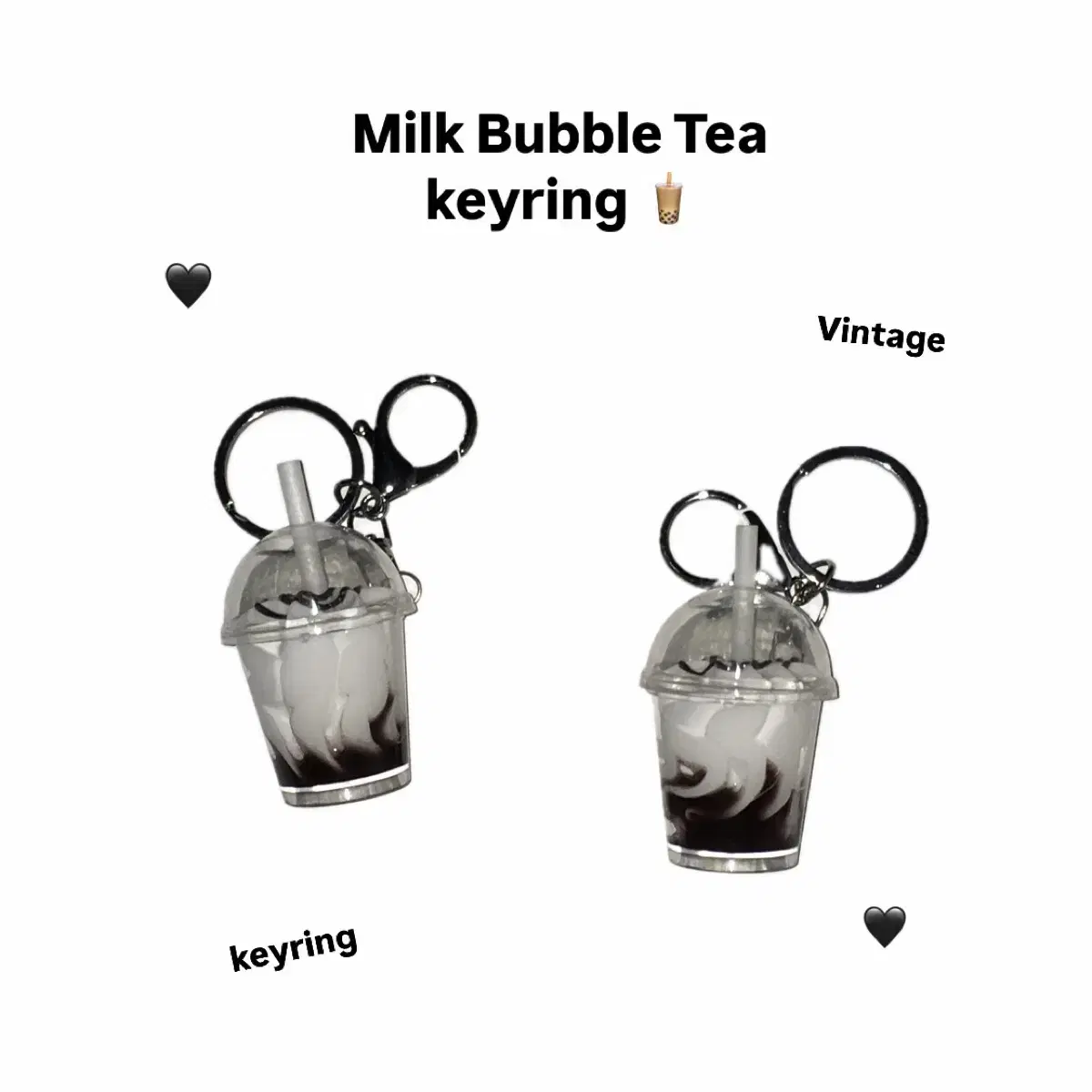 밀크 버블티 키링 y2k 빈티지 미니어처 백참 가방 다이어리