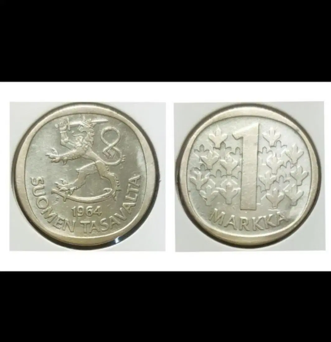 [은화]핀란드 은화 1964년 1마르카.외국주화.주화 화폐 동전