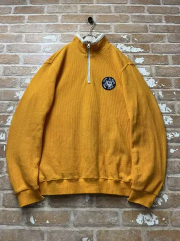 90s SINACOVA 니트 하프 지퍼 원포인트 오렌지