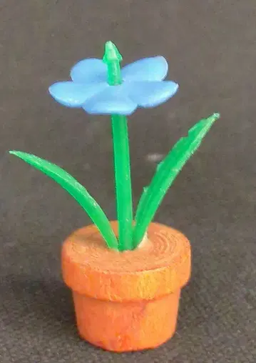 에자키 글리코 폴리/목제 화분(파란 꽃) 28mm