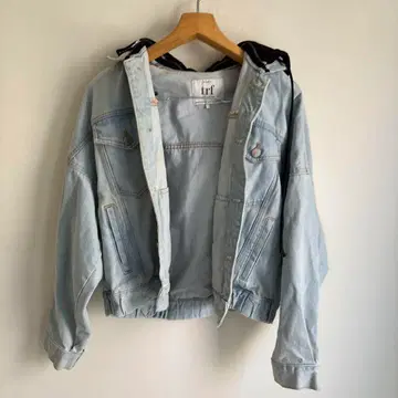 자라 라이트 블루 데님 자켓 후드 부착