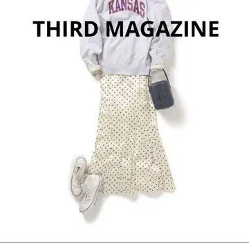 THIRD MAGAZINE 서드 매거진 실크 100% 도트 무늬 스커트