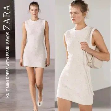 자라 모조 진주 니트 미니 원피스