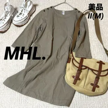 MHL. 마가렛 호웰 어깨 버튼 코튼 원피스 카키 M