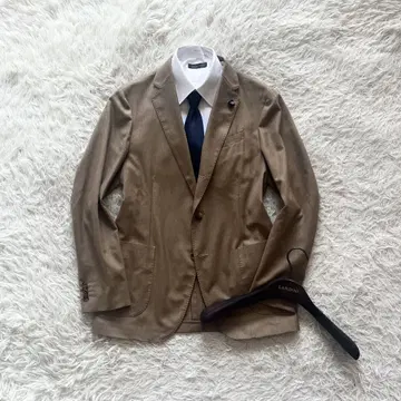 <>LARDINI 신 로고 베이지색 100% 캐시미어 자켓 사이즈 50