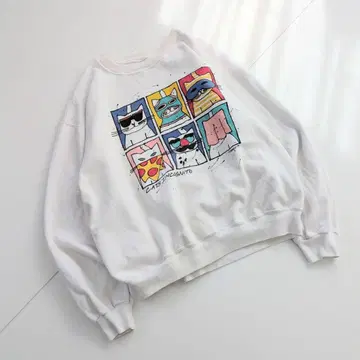 USA제 애니멀 고양이 아트 맨투맨 Hanes XL