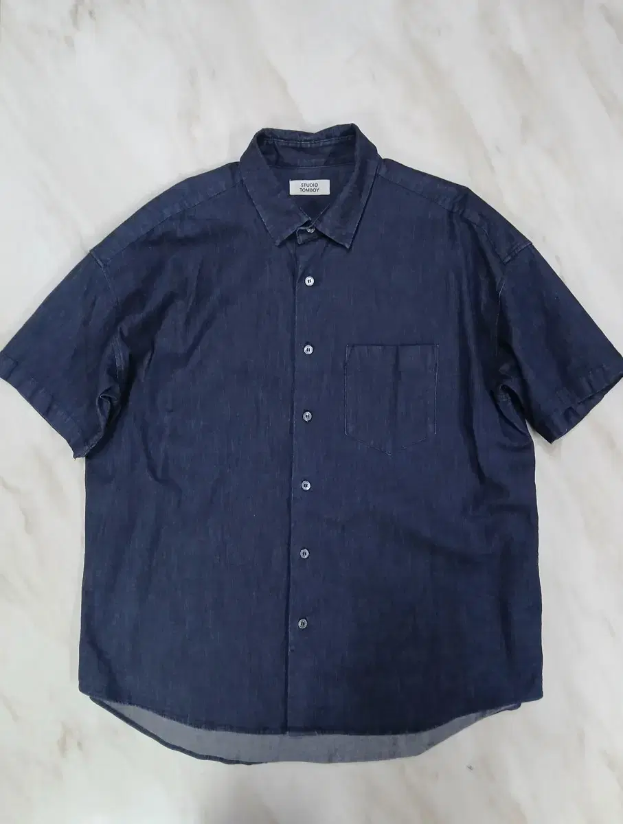 Studio TOMBOY Men Women Unisex Short-sleeved Denim Shirt Free Size