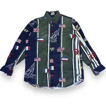 nautica 세일링 국기 패턴 셔츠 90년대 00년대 노티카 소문자 택