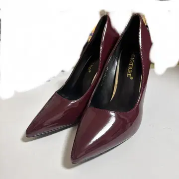 에나멜 와인 레드 하이힐 23.5cm 박스 포함