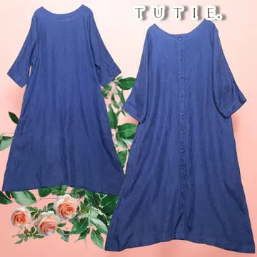 TUTIE 린넨 2WAY 돌먼 슬리브 원피스 블루
