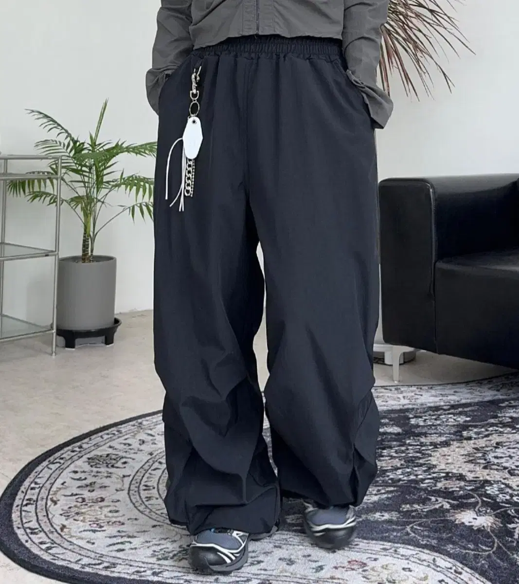 Free, 블랙 ) 핏 이쁜 나일론 와이드 카고 팬츠