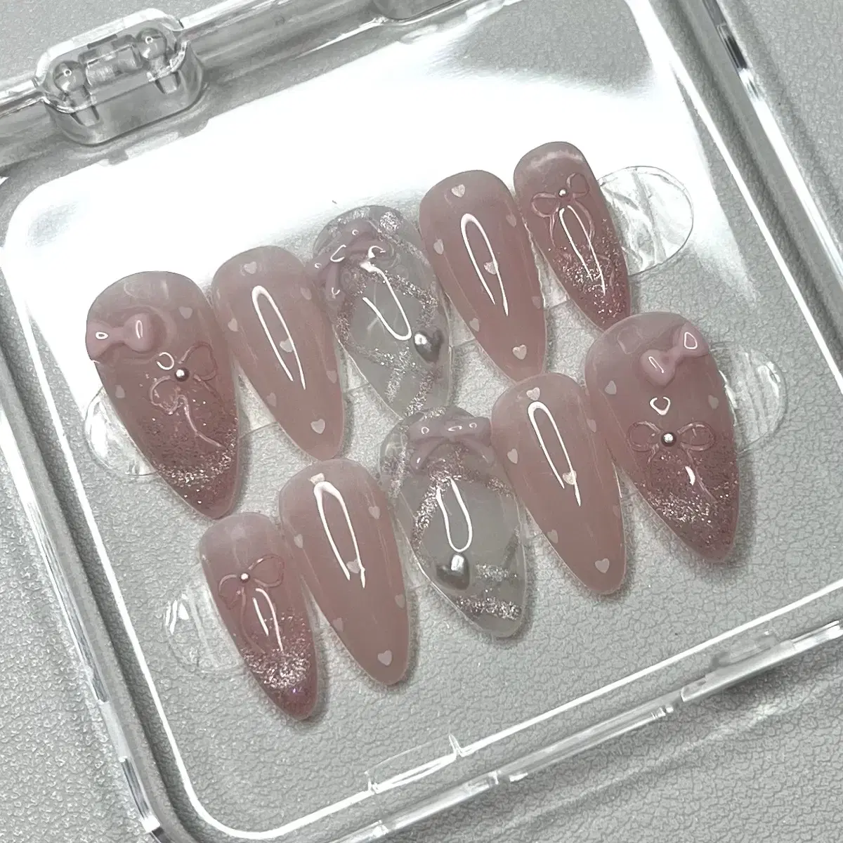 [New Arrival] Ribbon Point Check Dotted Handmade Nail Tip