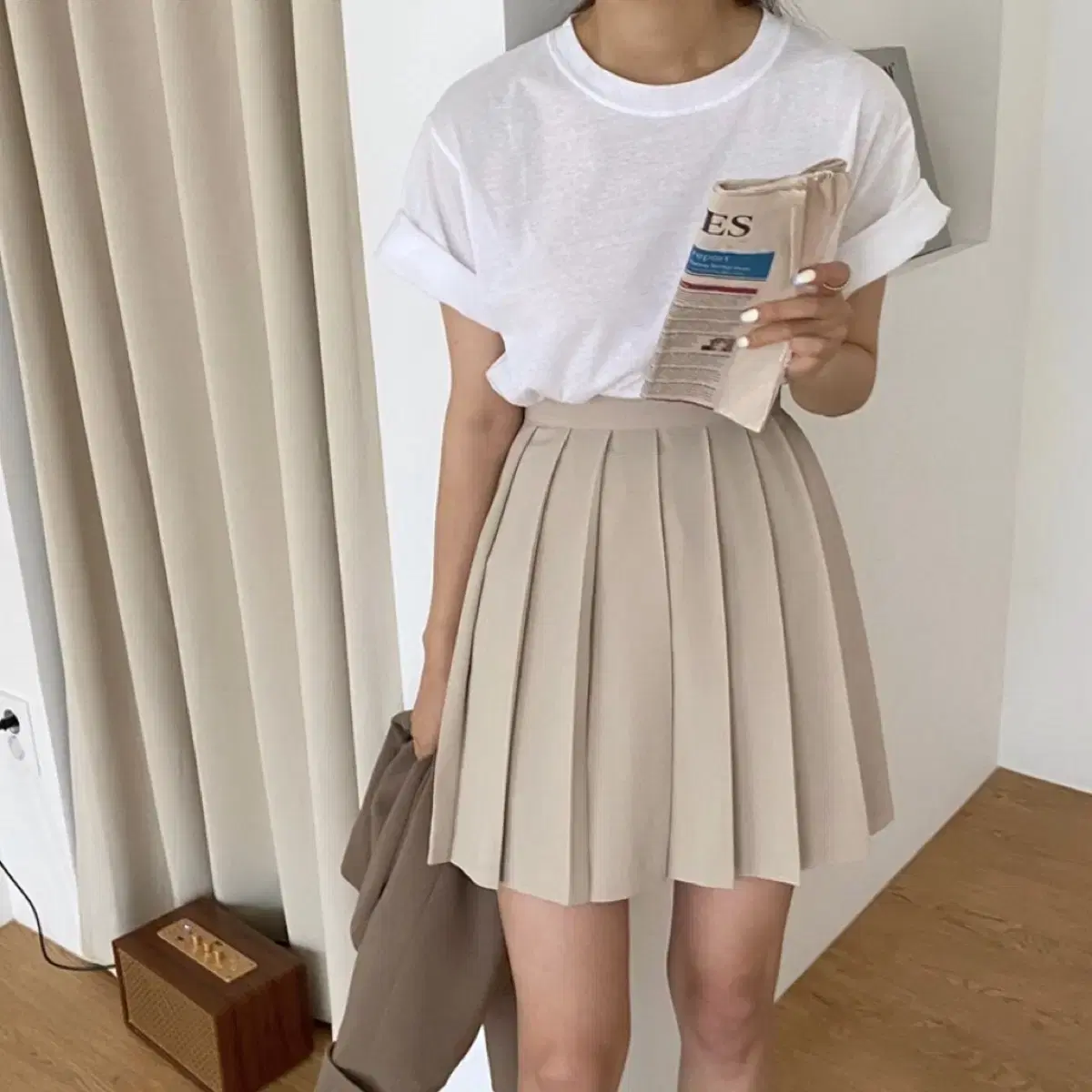 베리 주름 테니스스커트 S사이즈, 밤색