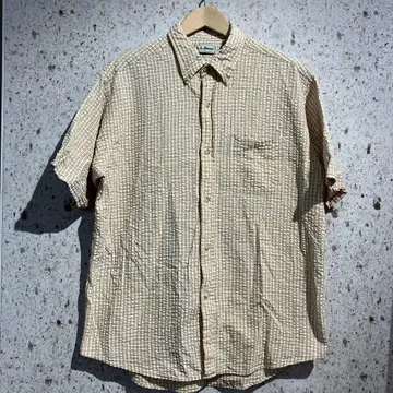 90년대 L.L.Bean 체크 무늬 시어서커 셔츠 엘엘빈