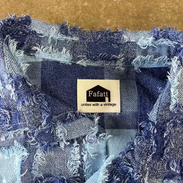 블루 계열 체크 무늬 긴팔 플란넬 셔츠 y2k archive