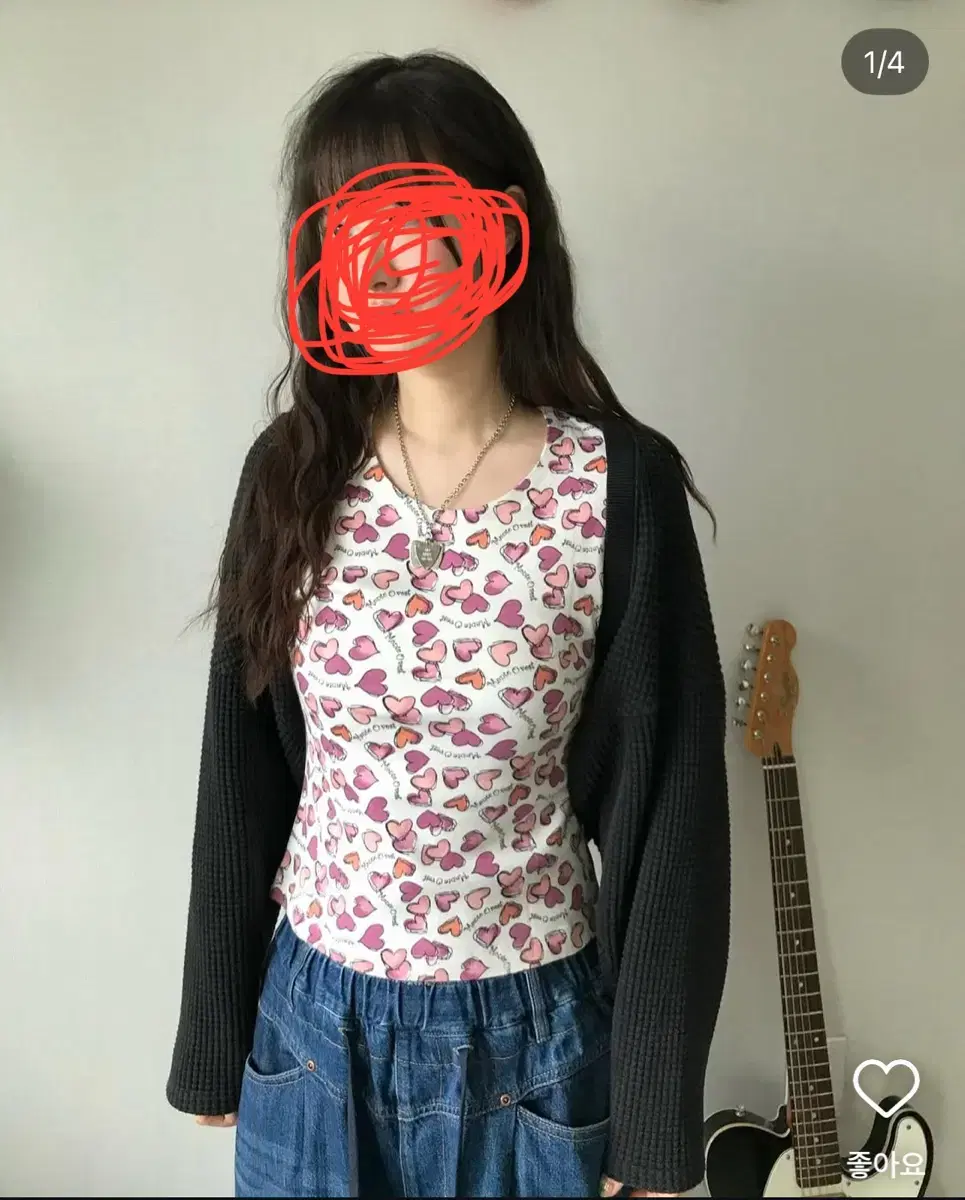빈티지 하트 반팔티