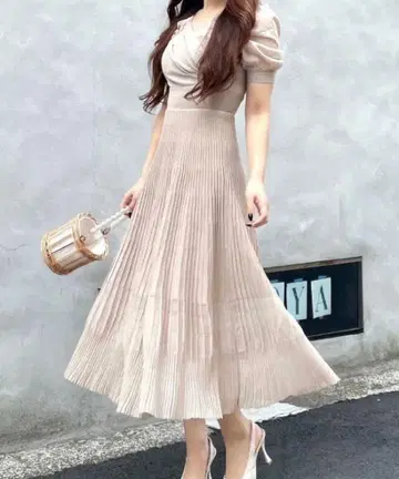 로얄 파티 카슈쿨 원피스 롱 스커트 베이지