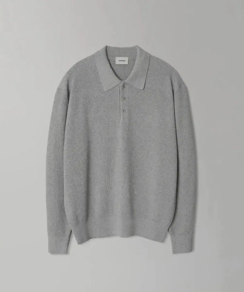 인더로우 COTTON RIB KNIT POLO - GREY MELANGE