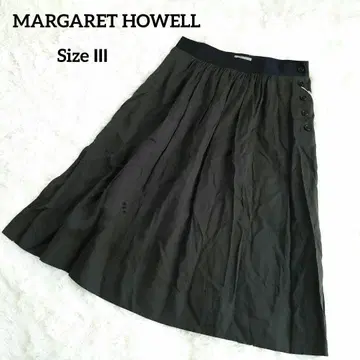 마가렛 하웰 플레어 스커트 허리밴딩 사이드 버튼 리넨 택 포함