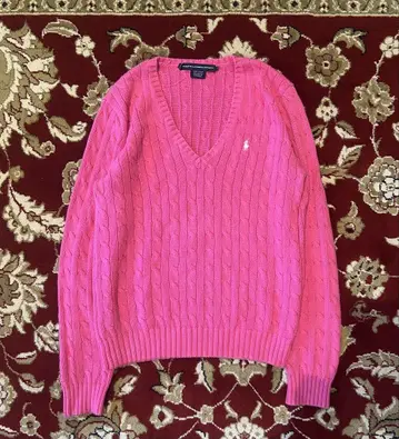 랄프 로렌 스포츠 Ralph Lauren 케이블 니트 핑크 새상품급