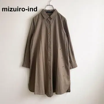 미즈이로 인드 미즈이로 인드 코튼 린넨 셔츠 원피스 카키