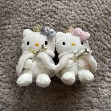 헬로키티 왕관 망토 그레이&핑크 봉제 인형 2개 세트
