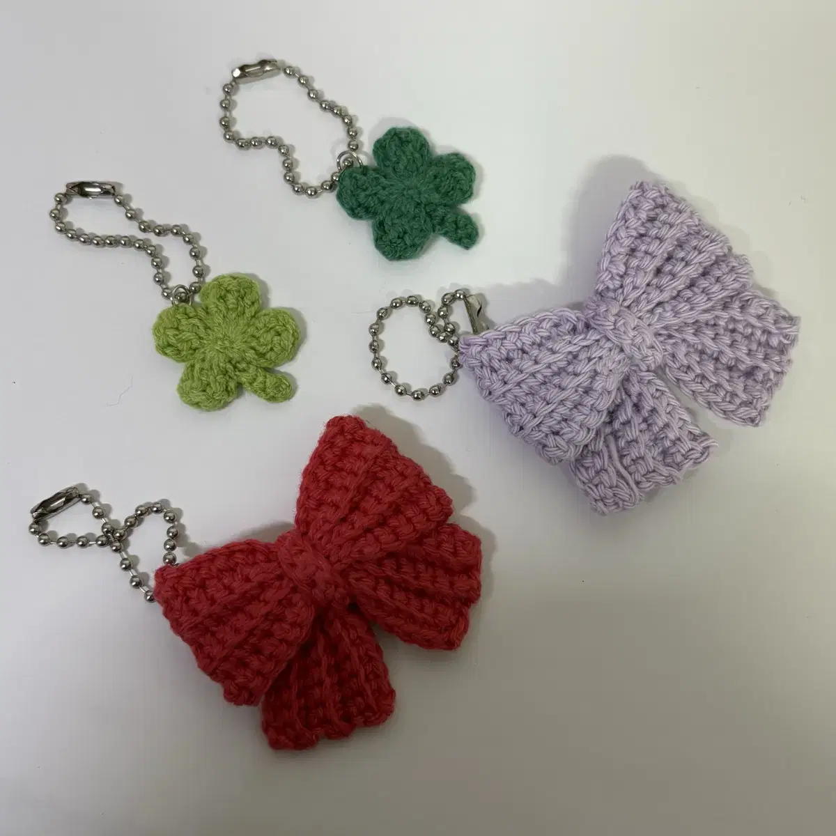 Four-leaf clover, heart, ribbon, knitting keyring ( doll boynextdoor riize poca Wish