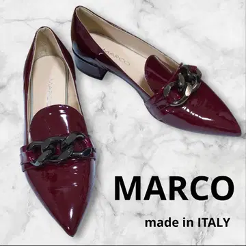 MARCO 오페라 펌프스 로퍼 에나멜 체인 버클 이탈리아제