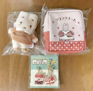 산리오 마론 크림 앉아 있는 오테다마 봉제 인형 파우치 팬시 레트로