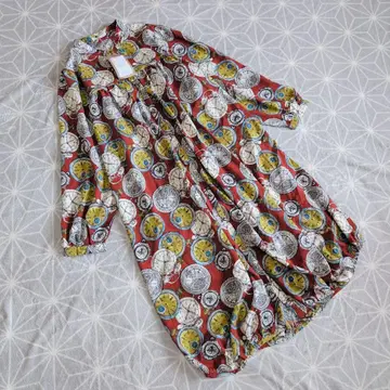 새것 택 포함 시계 무늬 앤티크 레트로 셔츠 원피스 프리 사이즈