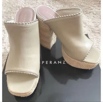 ESPERANZA 베이지 뮬 샌들 하이힐