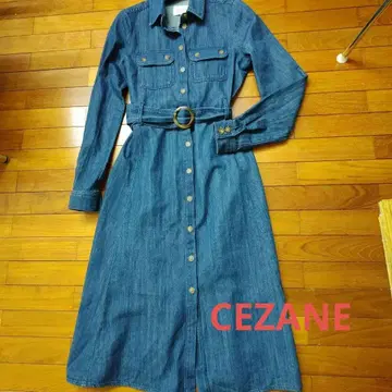 미사용 SEZANE 데님 셔츠 원피스 긴팔 허리 벨트 포함 34