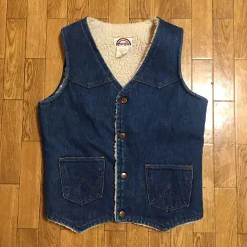 70년대 미상 Wrangler 레인보우 택 데님 보아 안감 베스트