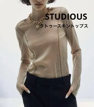 새상품급 STUDIOUS/STUDIOS 타투 스킨 상의 시어 탑