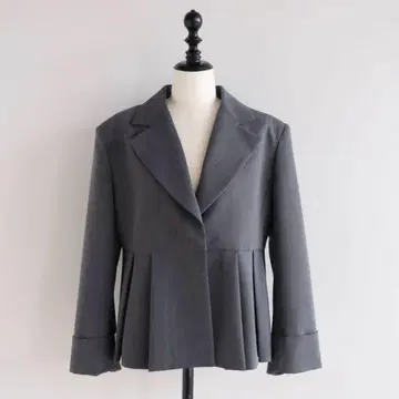 SeaRoomlynn 플리츠 페플럼 테일러드 자켓 헤더 다크 그레이
