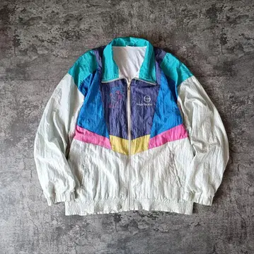 구제 의류 80s sergiotacchini 로고 자수 멀티 컬러 블루종