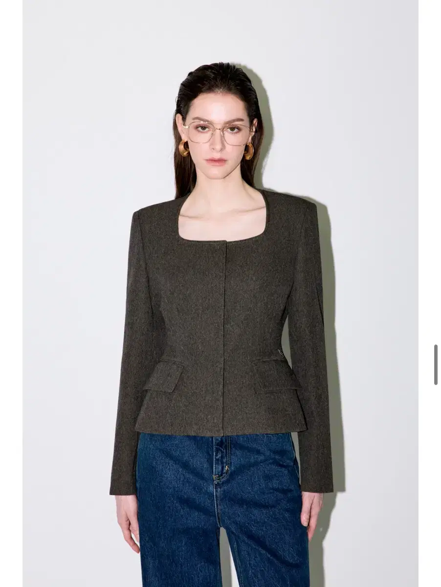 Munt Peplum Square Jacket - Brown S