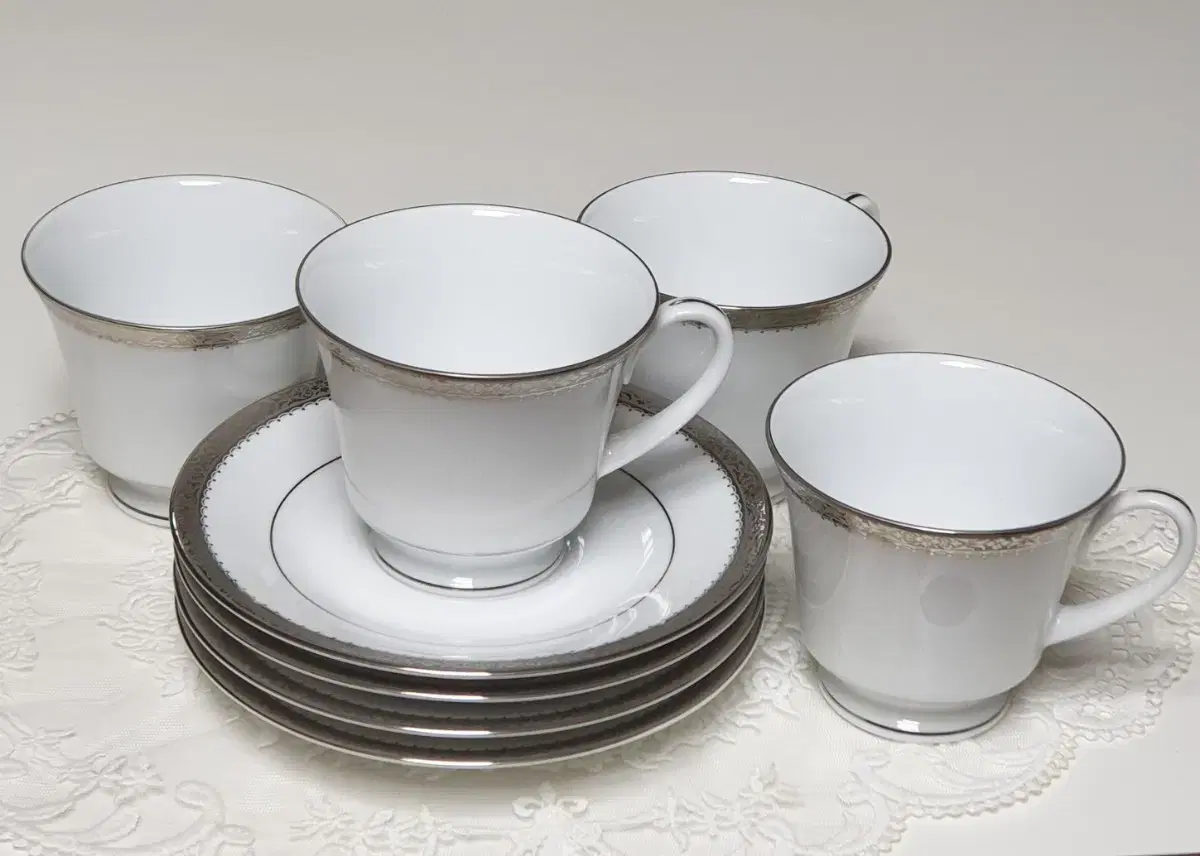 Unused) Japan Noritake Essex Platinum Coffee Cup 4 jo bulk (Teacup/Cup/Dish)