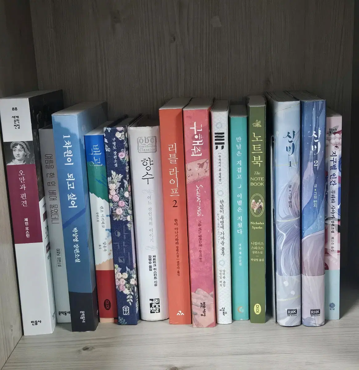 소설책 백광 지구별인간 리틀라이프 노트북 오만과편견 여름을한입베어물었더니