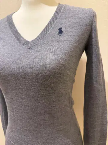 폴로 랄프 로렌 그레이 브이넥 니트