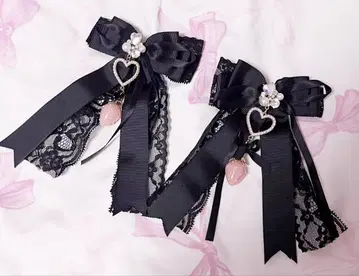 LIZLISA 리본 클립 스트로베리 블랙