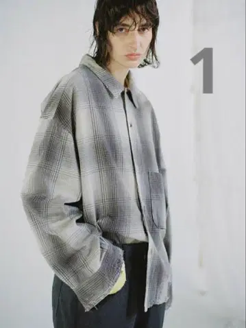 1 ANCELLM DAMAGED FLANNEL CHECK SHIRT