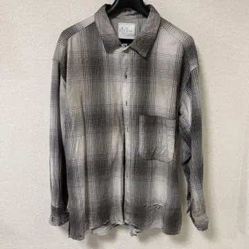 ANCELLM DAMAGED FLANNEL CHECK SHIRT 2
