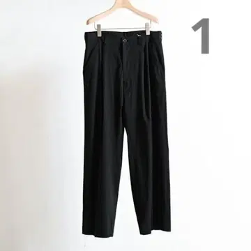 1 ANCELLM CUT OFF SLIT TUCK SLACKS BLACK