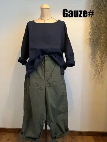 Gauze#린넨 풀오버 프리 사이즈 네이비