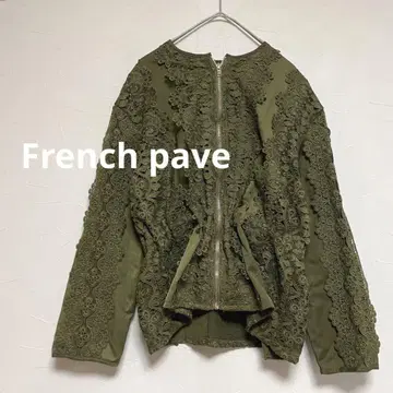 프렌치 페이브 French pave 레이스 노카라 지퍼 자켓 F