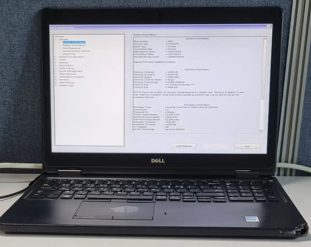 DELL E5550(i5-5200)부품용 노트북