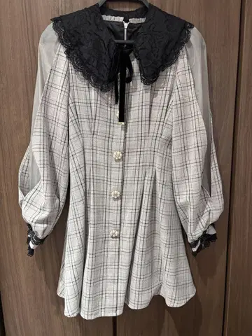 로지타 벨로아 리본 레이스 카라 원피스